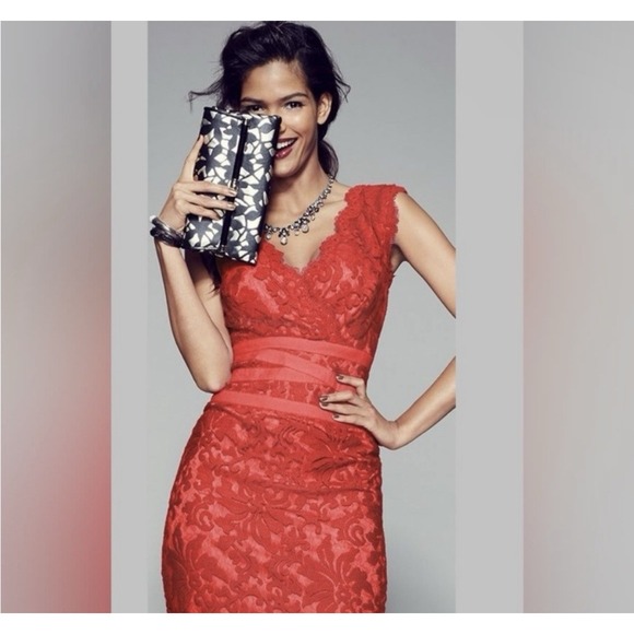 Tadashi Shoji Womens Carla Embroidered Lace Sheath Cocktail Dress Size 2 Pink - Picture 4 of 13